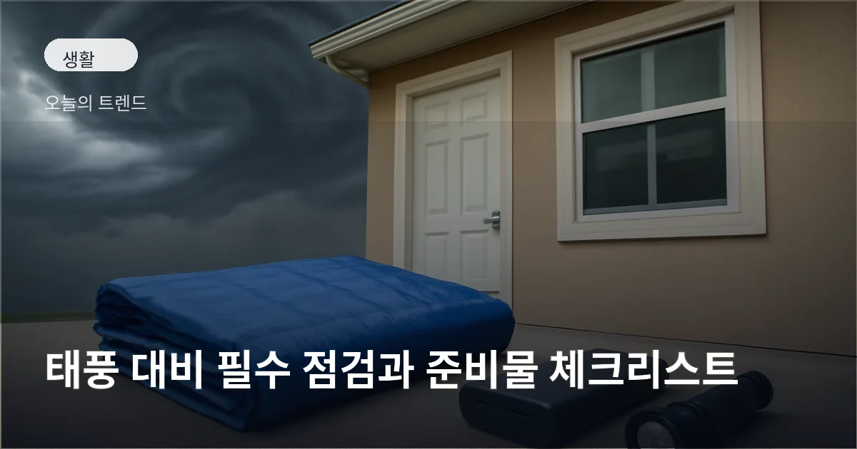 방수포와 손전등·보조배터리가 보관된 주택 현관 앞, 창문이 간이 고정된 모습